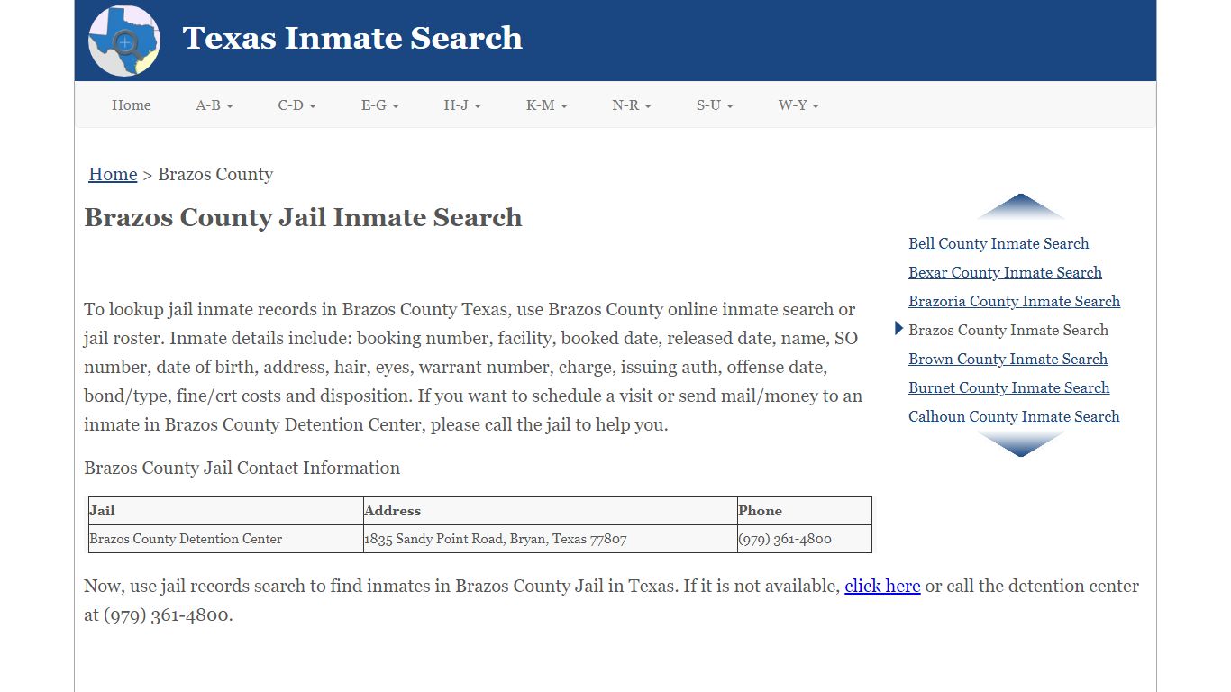 Brazos County Jail Inmate Search